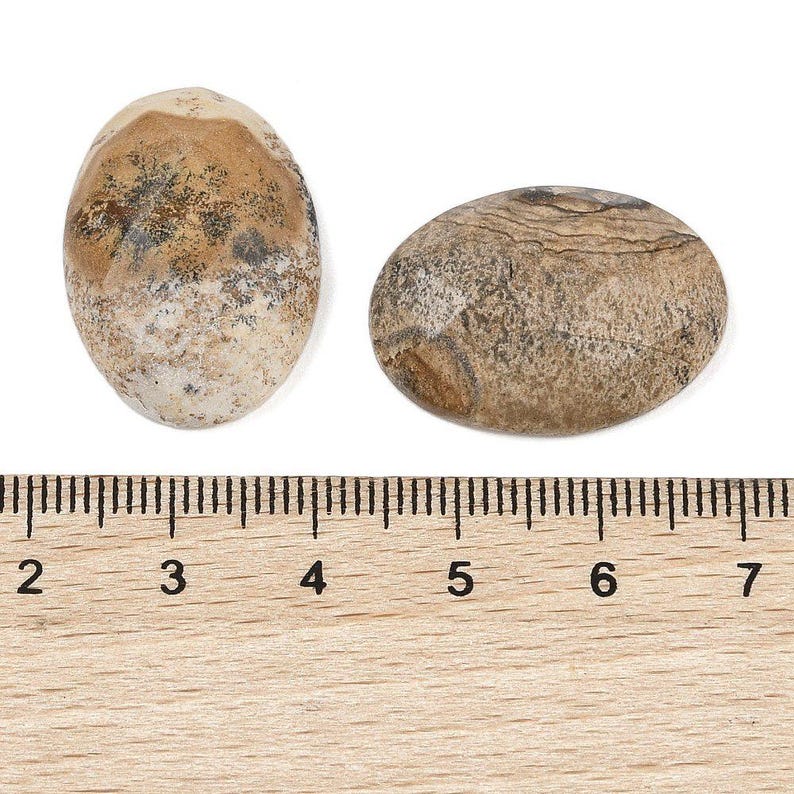 25x18mm cabochon in landschapsjaspis, ovale cabochon in landschapsjaspis afbeelding 3
