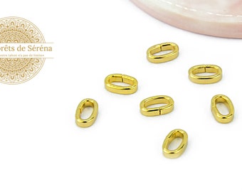 Ovale Ringe x4 offen 9,5 mm in dicken ovalen Ringen aus goldfarbenem Edelstahl