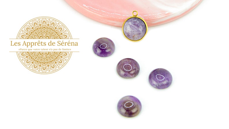 Cabochon 12mm in natural amethyst image 1