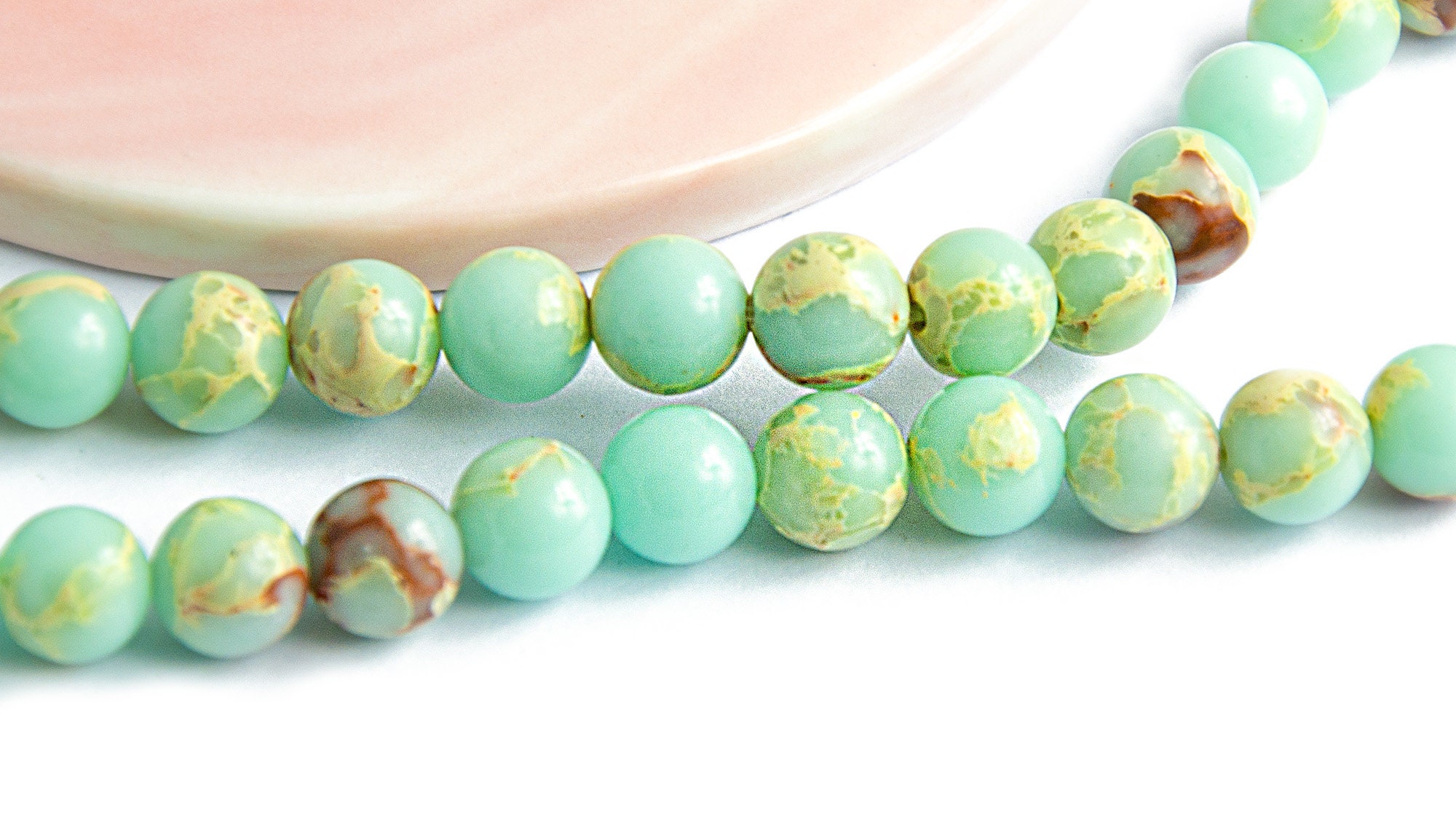 25 perles en verre 8mm ronde imitation céramique rose - Un grand marché