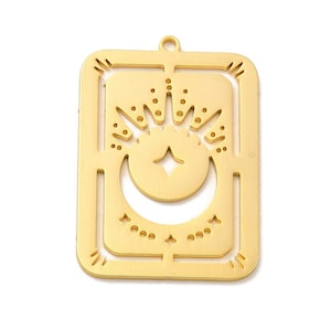 Pendentif carte  acier 304 doré pendentif carte tarot acier pendentif étoile