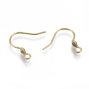 Crochets d'oreilles en acier inoxydable hook couleur or ,support hameçon