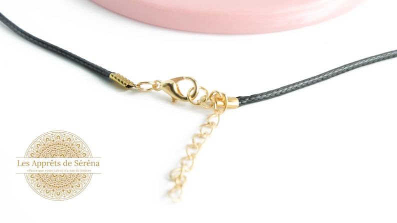 Support collier complet cordon coton ciré 1.5mm avec fermoir en doré cordon ciré complet pour collier image 4