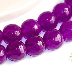 Purple jade beads 10mm 10 faceted jade beads natural purple bead natural stone purple jade bead