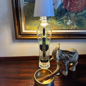 Bar table patio rechargeable weatherproof LED lamp recycled upcycled you-pick-your-bottle for indoor or outdoor