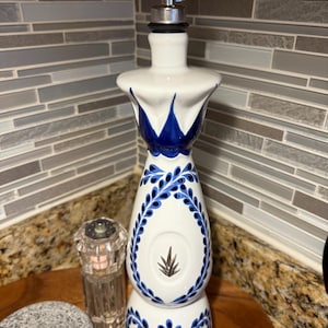 Hand Painted Tequila Bottle Dispenser: Clase Azul Repurposed