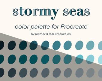 Procreate Color Palette Instant Digital Color Swatch Download 30 Colors - Stormy Seas by featherandleaf