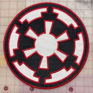 Large 10.5” Imperial Cog backpatch White, Red and Black
