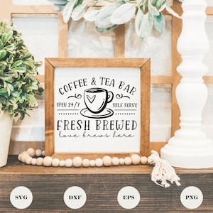 Barra de café y té SVG / Letrero de barra de café SVG / Barra de té SVG / Letrero de cocina SVG / Cricut / Archivo de corte