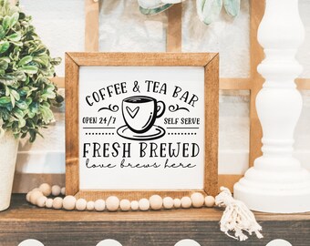Coffee and Tea Bar SVG | Coffee Bar Sign SVG | Tea Bar SVG | Kitchen Sign svg| Cricut | Cut File
