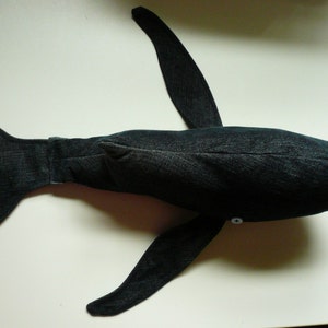 Sewing PATTERN TUTORIAL PDF Upcycled Denim Jean Stuffed Animal Plush Whale Toy Repurposed image 4