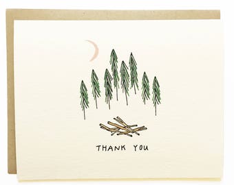 Thank You Forest - Hand Drawn Greeting Card - Thanks