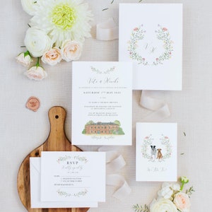 Personalised wedding venue invitation - hand painted - watercolor - watercolour - bespoke wedding suite