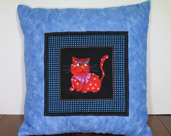 Medium Blue Cat Pillow