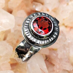 Garnet 3 - One-of-a-Kind, Hand Made, Sterling Silver Ring and Garnet  - Size 5 1/2