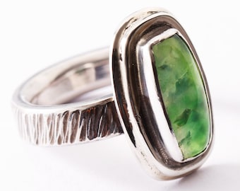 Australian Green Moss Opal  1 - Sterling Silver Ring - Size 7