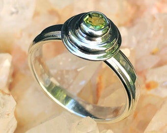 Peridot 1 - One-of-a-Kind, Hand Made, Sterling Silver Ring - Size 8