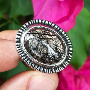 Tourmalated Quartz 1 - Sterling Silver Ring - Maat 10