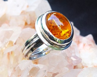 Amber 5 - One-of-a-Kind, Hand Made, Sterling Silver Ring - Baltic Amber - Size 5