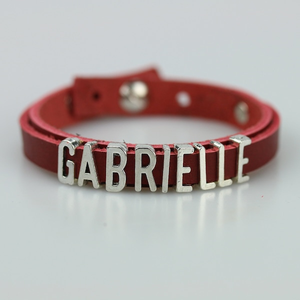 Benutzerdefinierte Name Armband dunkel rot Leder personalisierte Schmuck Custom Leder Armband Name Schmuck für Frauen Geburtstagsgeschenk Kinder Namen Armband