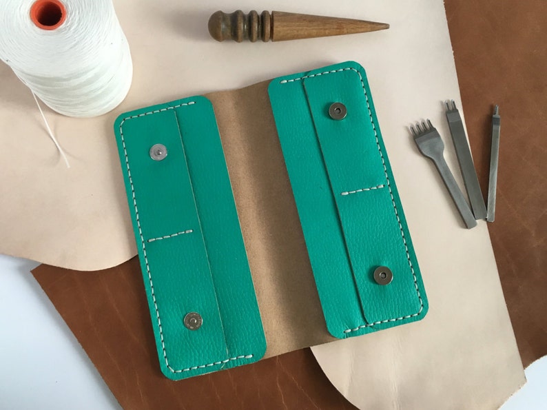 Mint Green Leather Wallet Long Leather Women Wallet Credit Etsy Canada