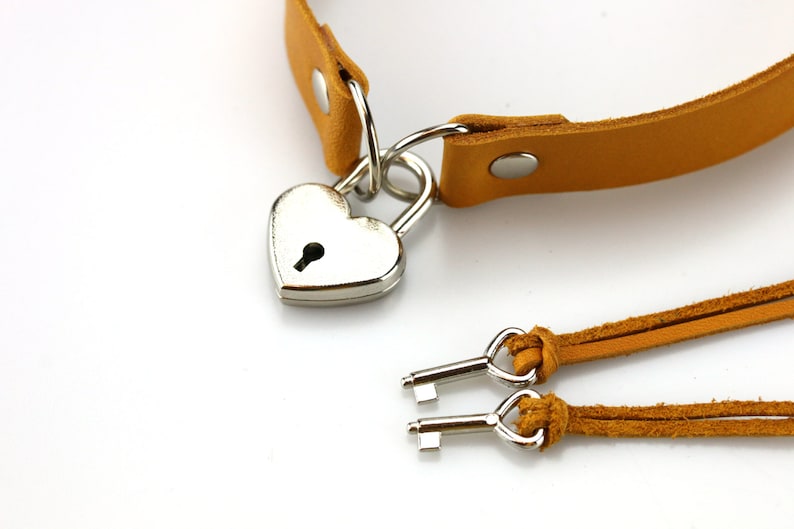 Yellow Leather Choker Collar Submissive Jewelry Mustard Yellow Etsy