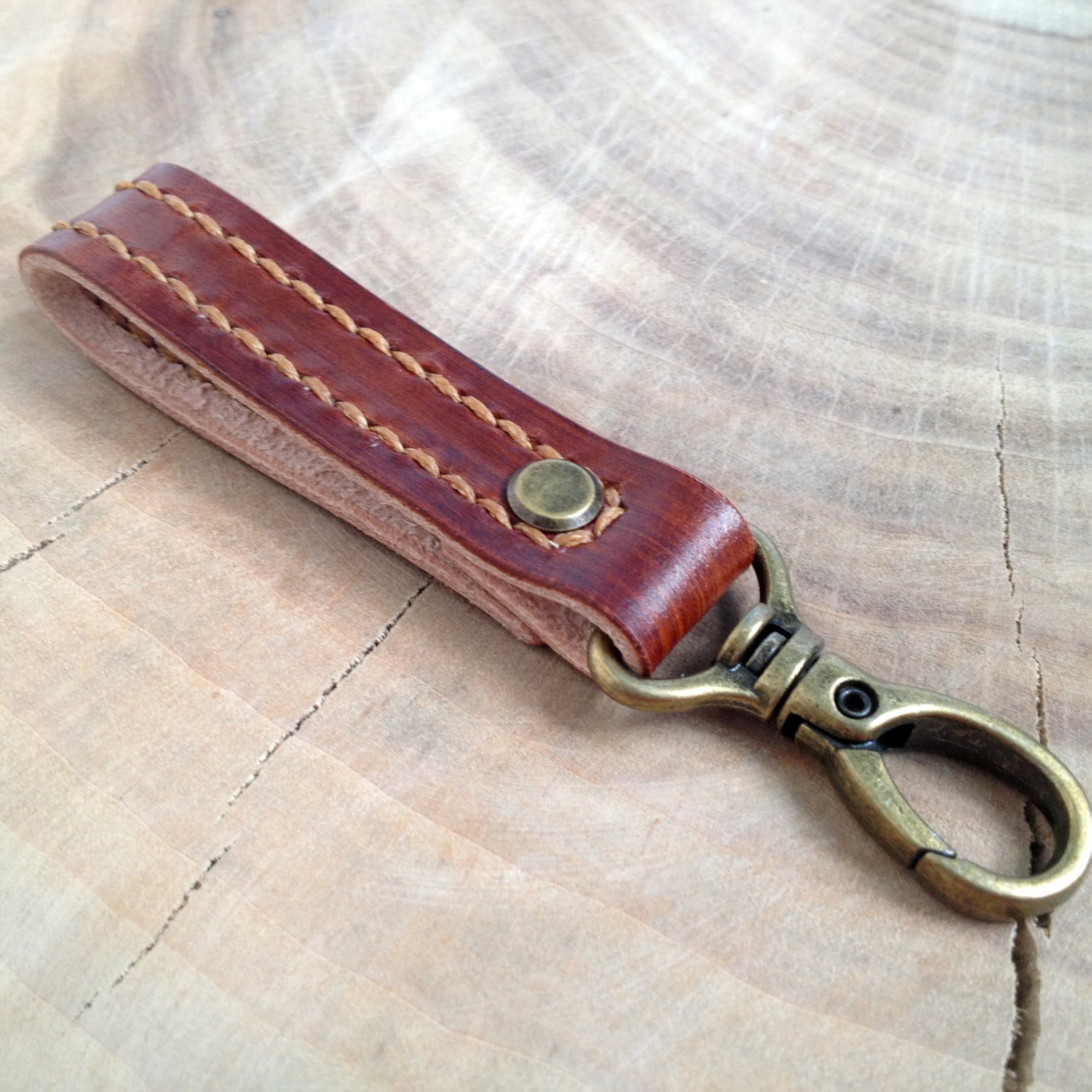 Men Key Chain Belt Strap Hand Stitched Leather Keyholder Etsy