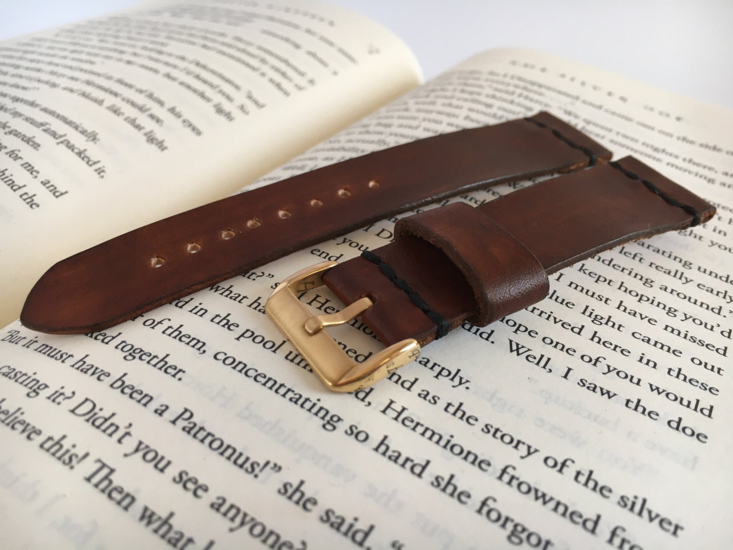 Brown Leather Watch Band Personalized Gold Watch Strap - Etsy