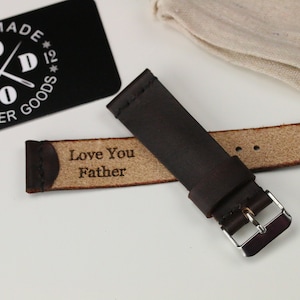 Brown leather watch strap Personalize leather watch band Vegetable tanned leather watch strap 18 mm 20 mm watch band 22 mm 24 mm watch strap image 5