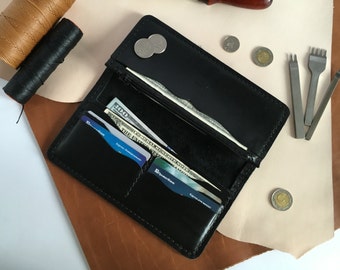 Iphone 6 cartera de cuero cartera de tarjeta de crédito cartera billetera de cuero largo tarjeta de negocios titular bolso negro cartera de cuero Cremallera bolsillo del teléfono