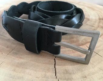 Schwarz geflochten Leder Gürtel geflochtene Leder Gürtel Männer Echtleder Gürtel Geschenk für Männer dicke schwarze Leder Gürtel Hand geflochten Herren Ledergürtel