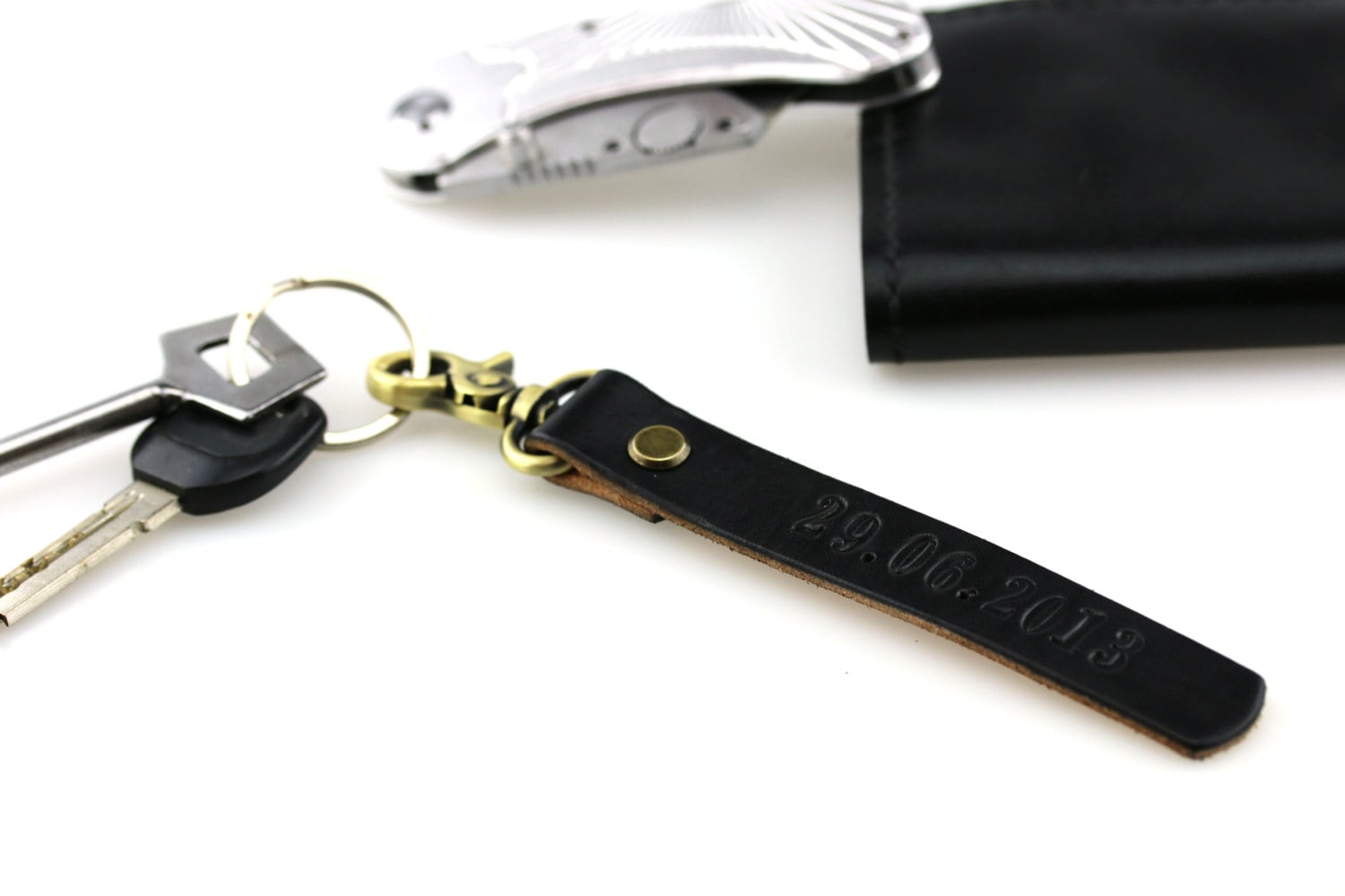 Personalized Leather Key Holder Custom Leather Keychain Hand Stamped ...