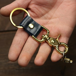 Porta-chaves de couro personalizado com ferragens de latão sólido e iniciais personalizadas - chaveiro de couro unissex, chaveiro para homens e mulheres