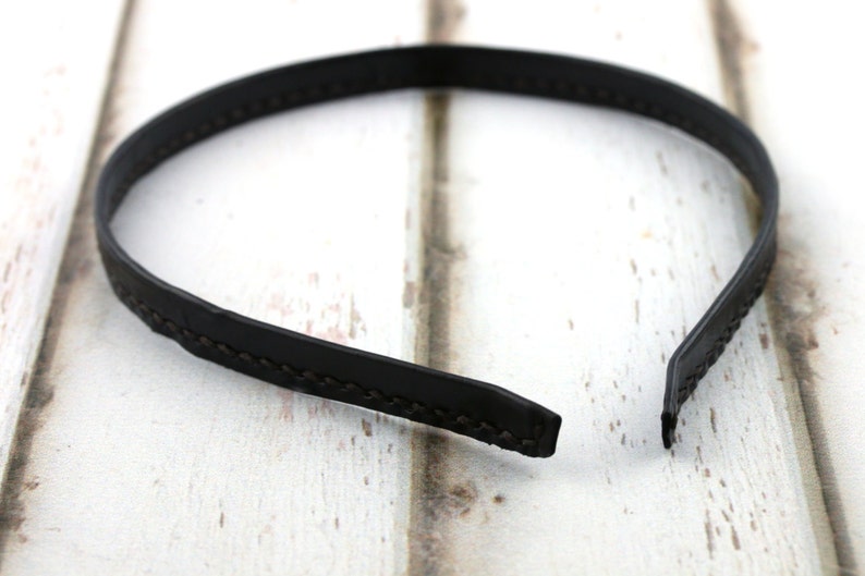 Black Leather Headband Thin Hairband Hand Stitched Genuine Etsy