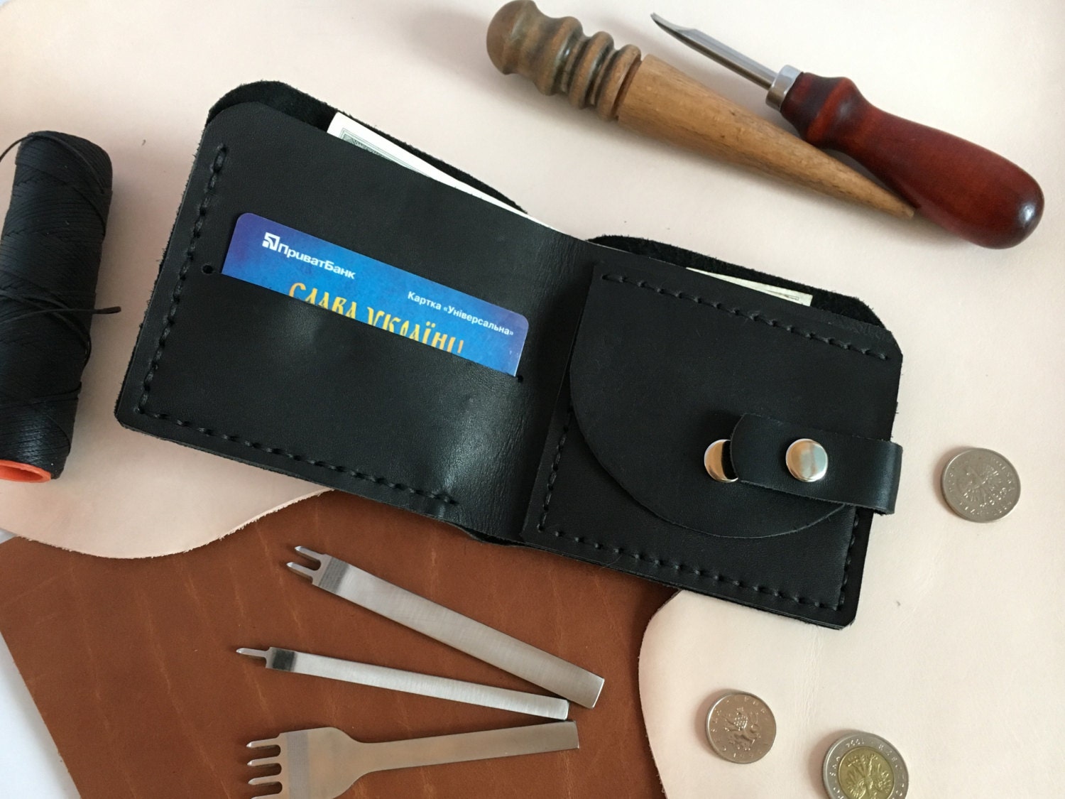 Bifold Wallet - Black Leather