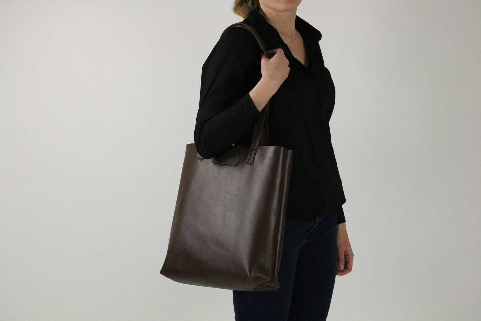 Hand stitch leather tote bag Large shopping tote bag natural Etsy