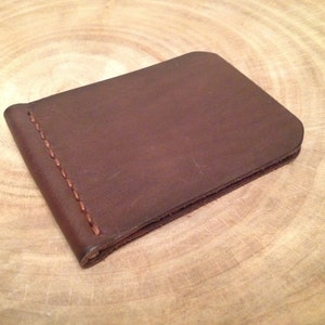 Leather Money Clip Money Holder Wallet Genuine Leather Dark Brown Color Handstitched Mens Gift Womens Gift image 1