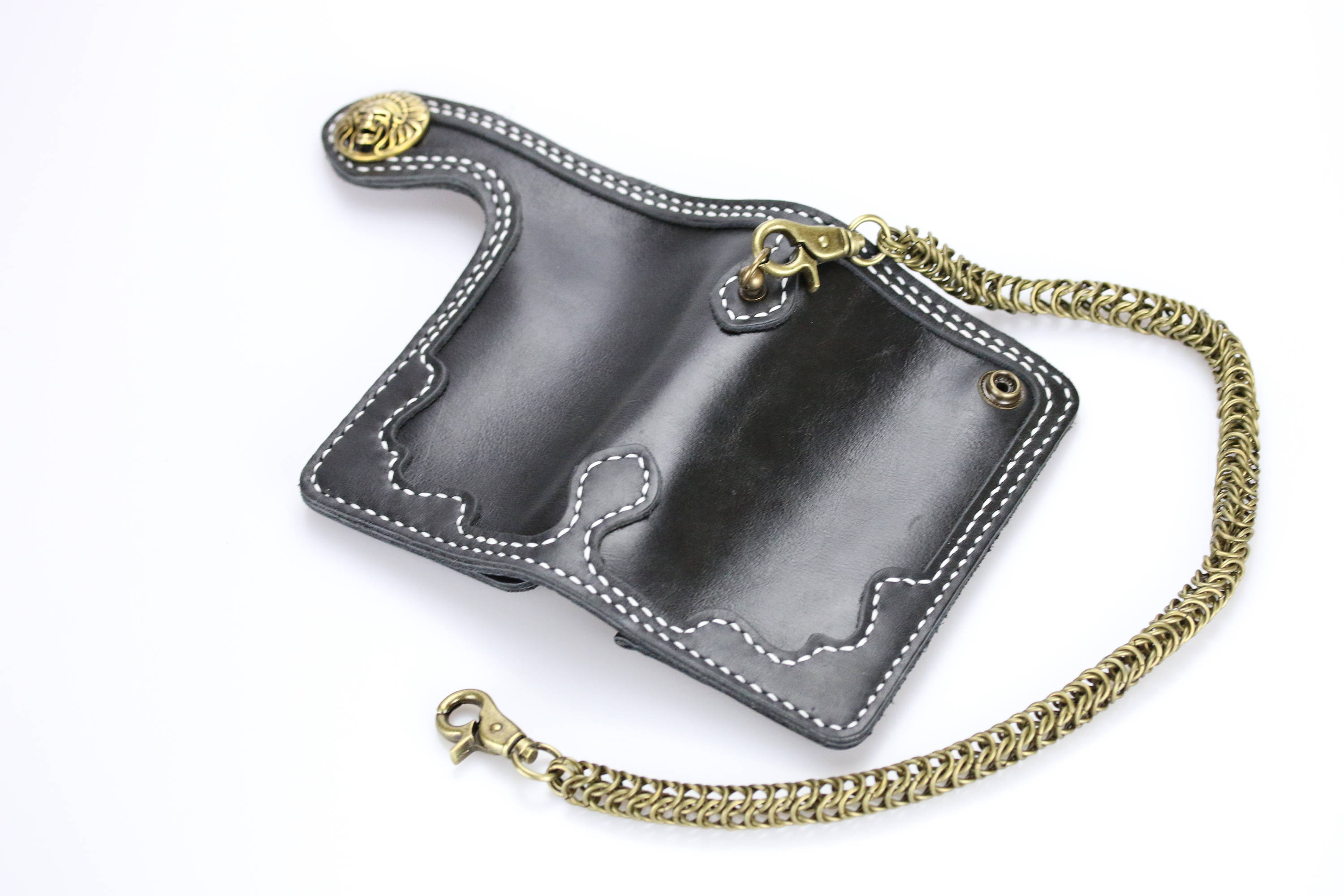 Portafoglio Da Biker Con Catena Metallo Teschio E Ciondolo Scheletro Argento