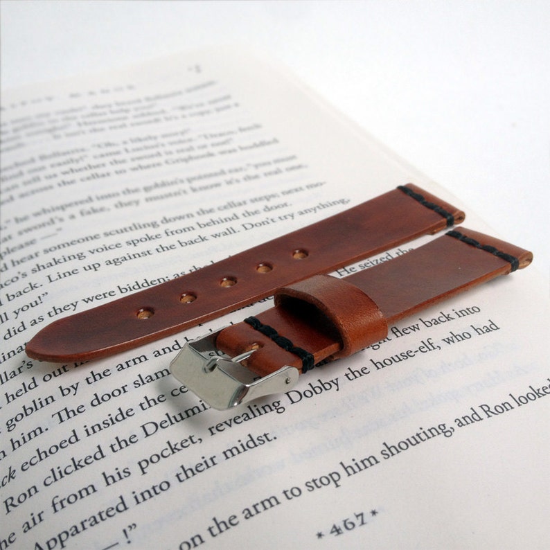 Brown leather watch strap Personalize leather watch band Vegetable tanned leather watch strap 18 mm 20 mm watch band 22 mm 24 mm watch strap image 1