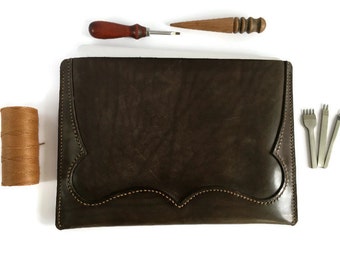 Brown leather laptop sleeve Leather electronic case Leather tablet cover Leather macbook sleeve Leather computer sleeve Leather ipad cover