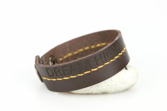 Dark brown leather cuff bracelet Leather wrist bracelet Hand stitched Brown leather wrist band Simple cuff bracelet Unisex leather cuff