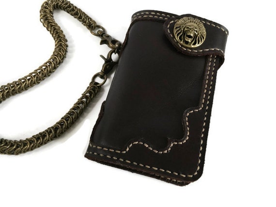 Long Leather Biker Wallet | Handmade Original Rustic Design