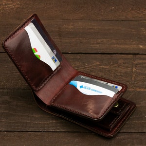 Cartera doble de cuero Cartera gruesa para hombre Cartera de tarjeta Monedero de bolsillo coin Cartera de cuero hecha a mano Cartera grabada personalizada Regalo del Día del Padre