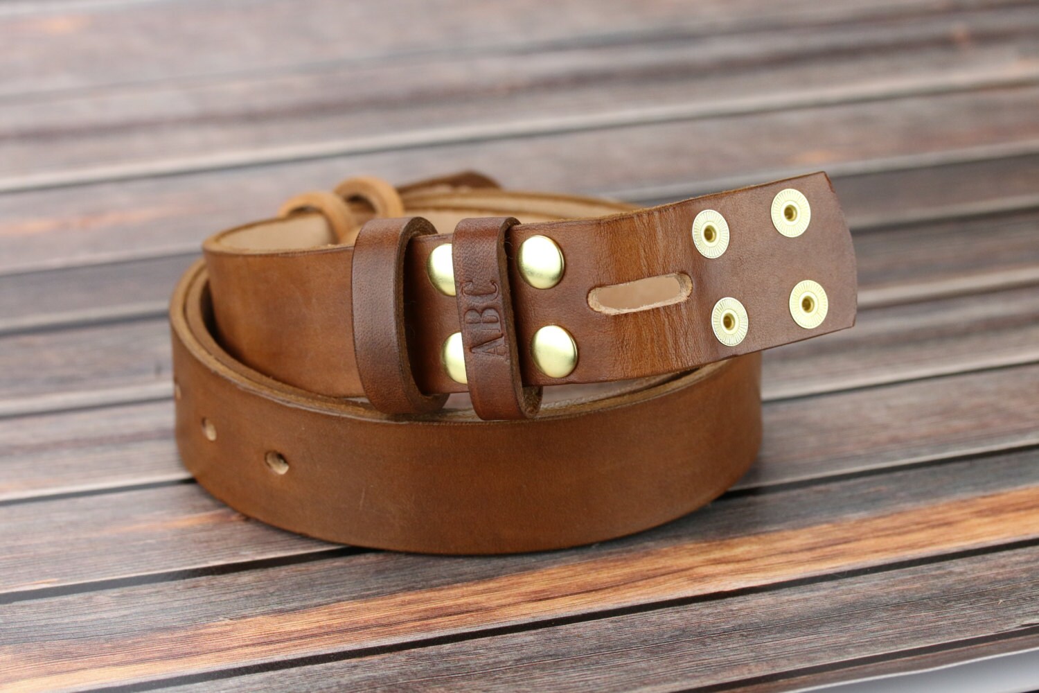 Light Brown Leather Belt Personalized Groomsmen Gift Full | Etsy