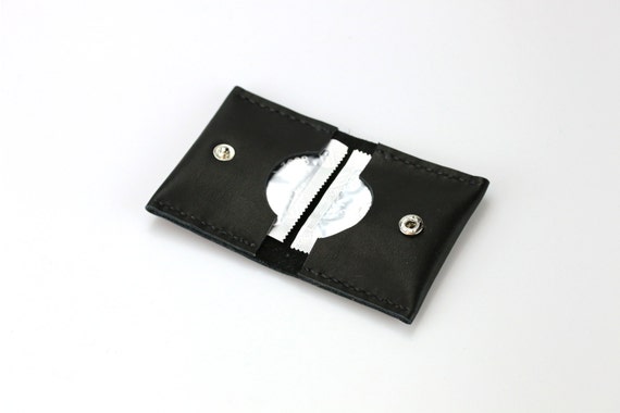 Condom Holder Black Leather Pouch Mens Leather Case Leather - Etsy