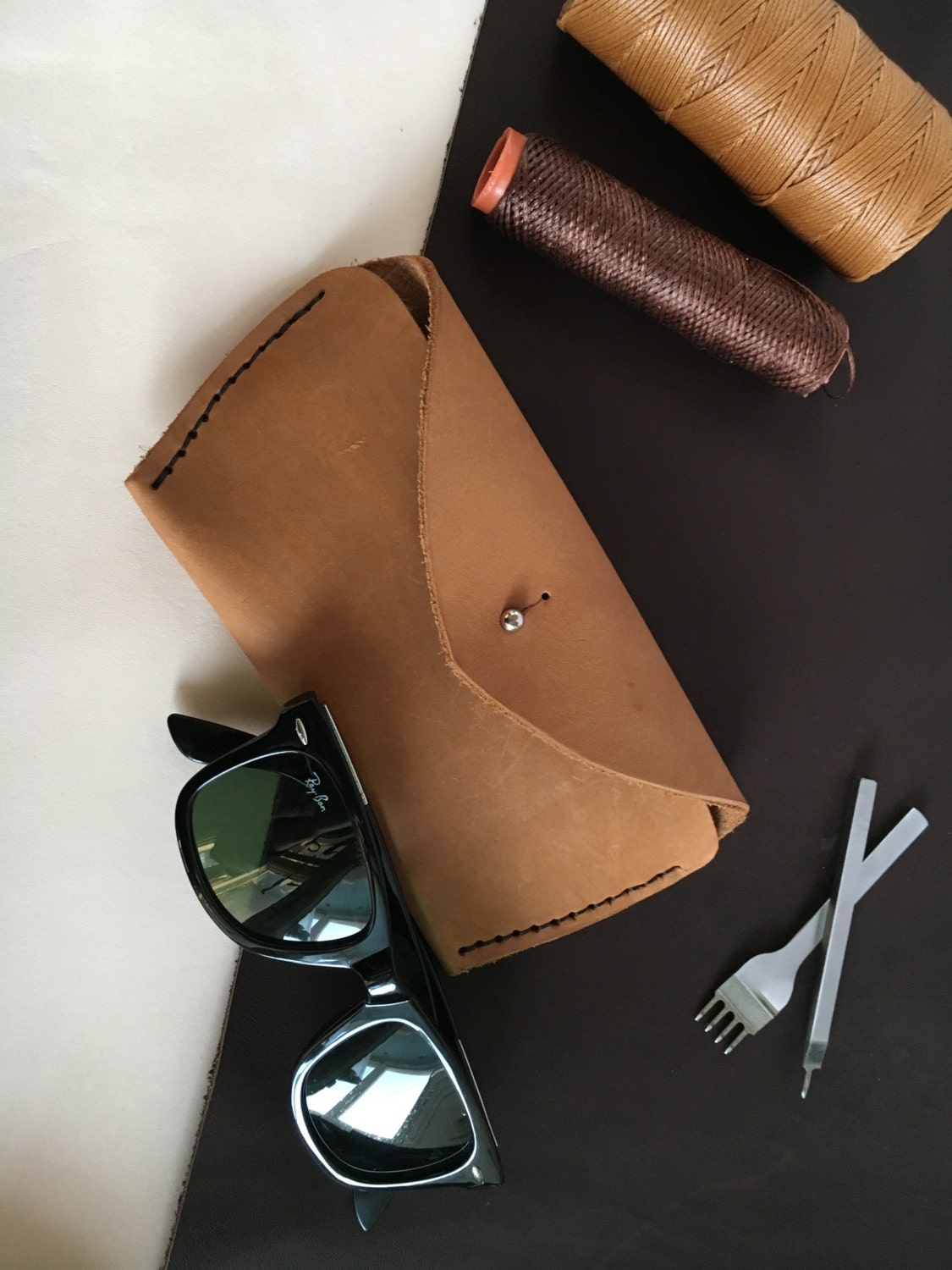 Leather Sunglasses Case Personalized Light Brown Leather Etsy Canada