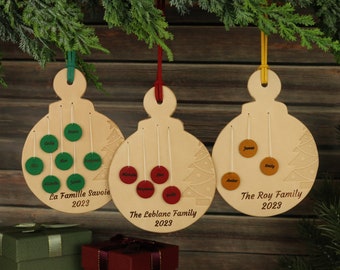 Personalized family leather Christmas ornaments, Custom names ornament, Family members name ornament, Christmas Baubles, Christmas gifts