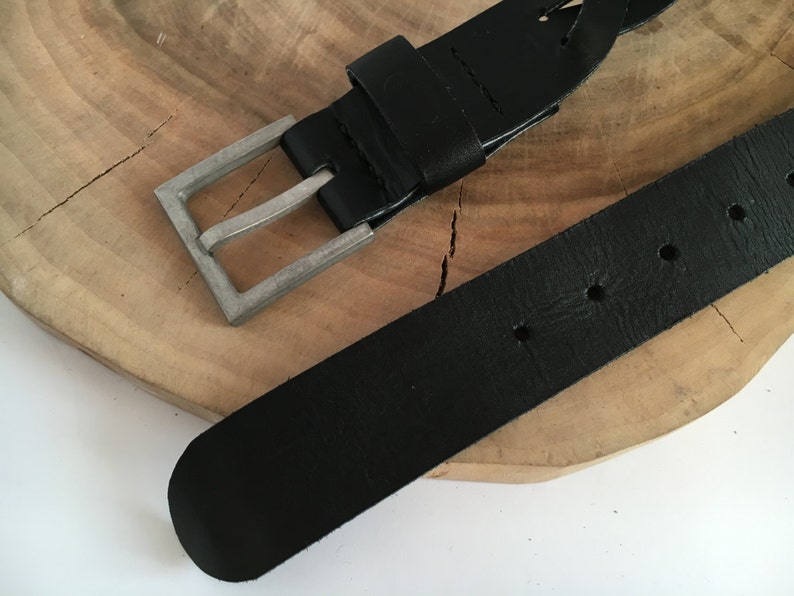 Black Braided Leather Belt Braided Leather Belt Men Genuine - Etsy