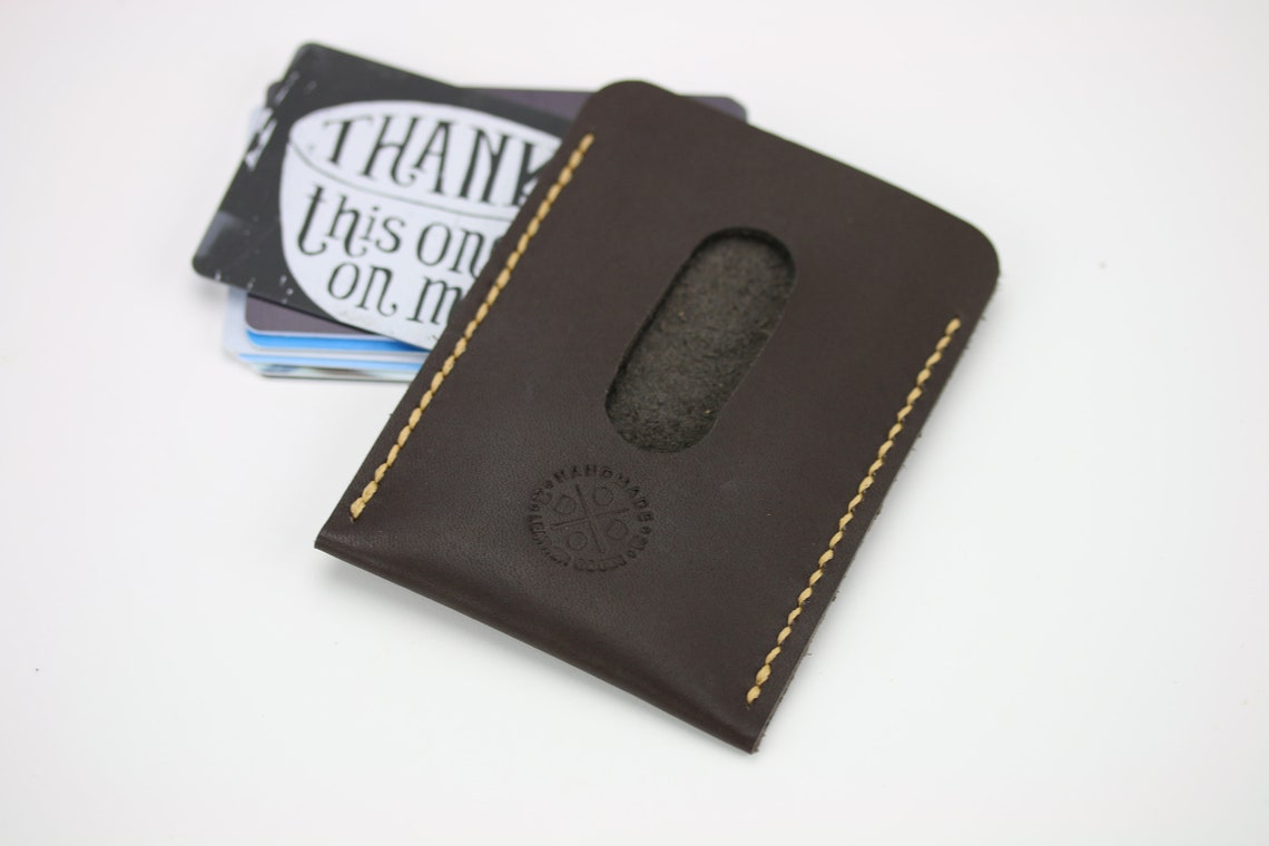 Leather Credit Card Sleeve Leather Business Card Sleeve Black Etsy