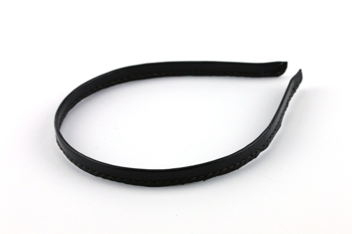 Black Leather Headband Thin Hairband Hand Stitched Genuine Etsy